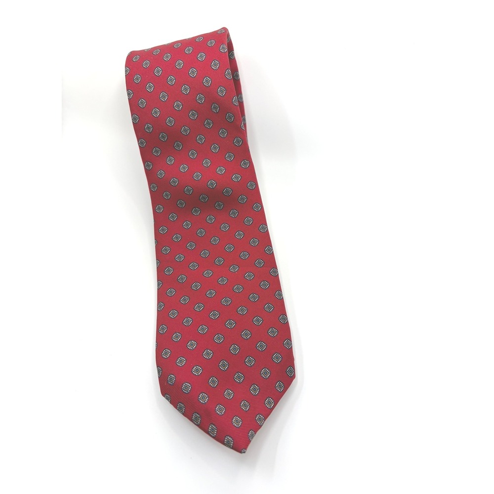 Hardy Amies Burgundy Silk Tie with Gold and Black Medallions